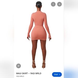 YAGI WRLD MAUI Knit Mini Skirt - Peach, Salmon XS. New Without Tags